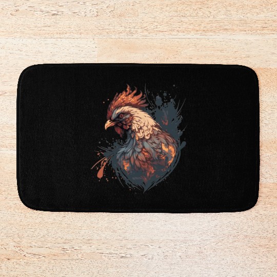 Abstract Graffiti Chicken Farm Animal Pet Chickens Bath Mats