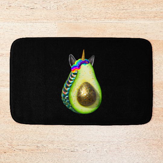 Happy unicorn avocado Bath Mats
