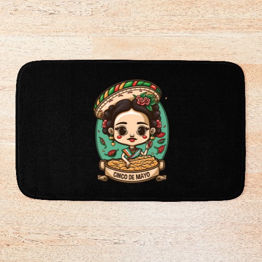 Frida Kahlo & Tacos Funny Cinco De Mayo Mexican Bath Mats