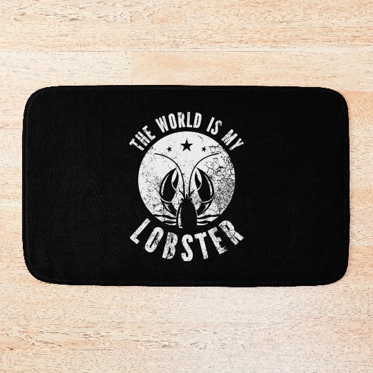The World Is My Lobster Funny Vintage Graphic Bath Mats