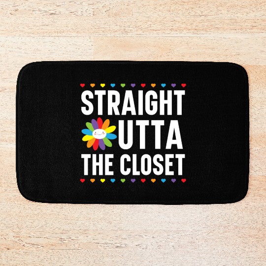 Straight Outta The Closet Rainbow Pride LGBTQ Gay Bath Mats