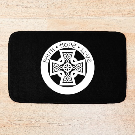 Timeless Celtic Cross With Celtic Knots Bath Mats