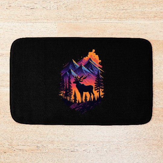 Moose in the Mountain Bath Mats