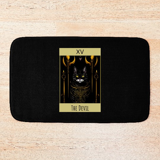 Tarot card the devil cat - readings and astrology Bath Mats