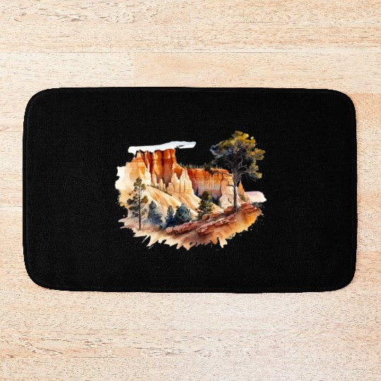 Bryce Canyon Watercolor Wonderland Bath Mats