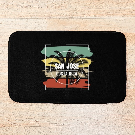 San Jose Costa Rica Artistic Palm Tree Retro Bath Mats