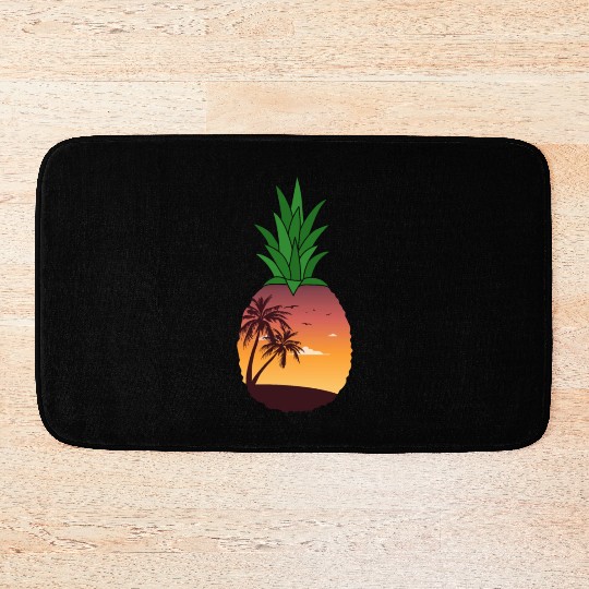 Pineapple Beach Sunset - Tropical Summer Bath Mats