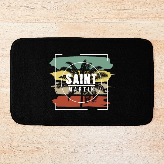 Saint Martin Artistic Palm Tree Retro Bath Mats