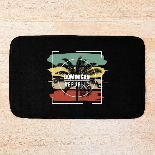 Dominican Republic Artistic Palm Tree Retro Bath Mats