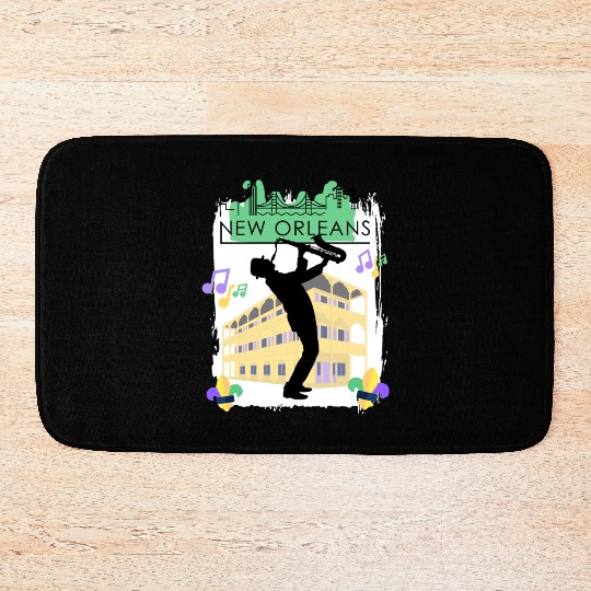 Mardi Gras New Orleans Louisiana City Jazz Music Bath Mats