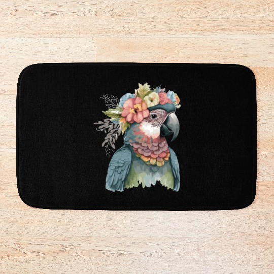 Cute Parrot Macaw Bird Flower Crown Pet Birds Bath Mats