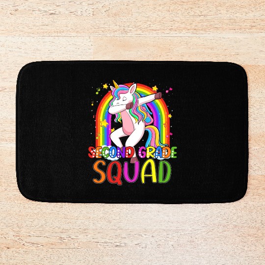 2nd Grade Squad Dabbing Unicorn Rainbow Back Bath Mats
