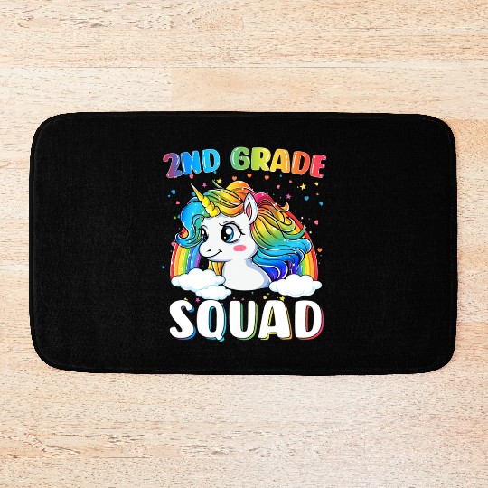 2nd Grade Squad Unicorn Rainbow Back Bath Mats