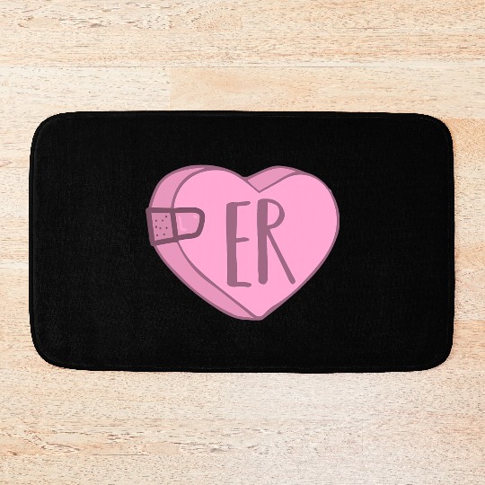 Cute ER Nurse Candy Heart for Valentines Day Scrub Bath Mats
