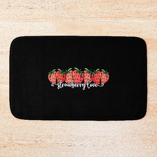 Cute Strawberry Love Lovers Fruit Berry Farmer Bath Mats