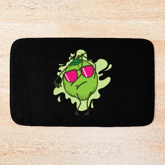 Coconut playing Golf Fruit Palm Bath Mats