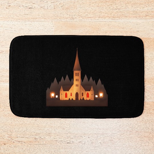 small church in a town Bath Mats
