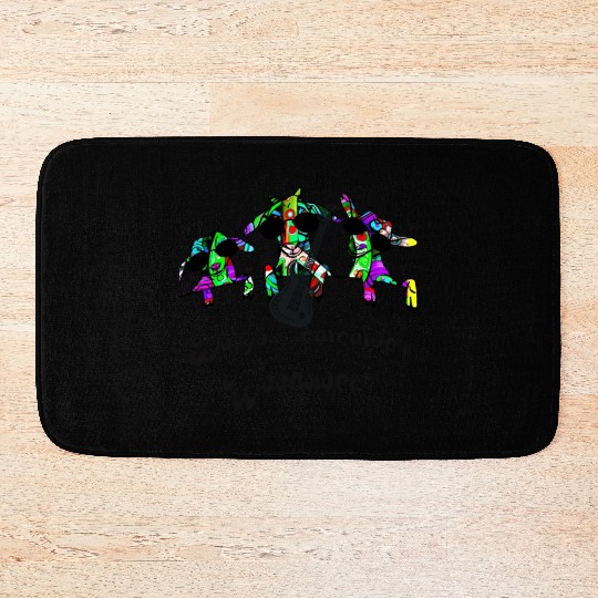 Hippie Goats playing guitar remembering Woodstock Bath Mats