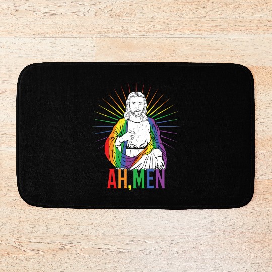 Funny Jesus Gay LGBTQ Rainbow LGBT Pride Month Bath Mats