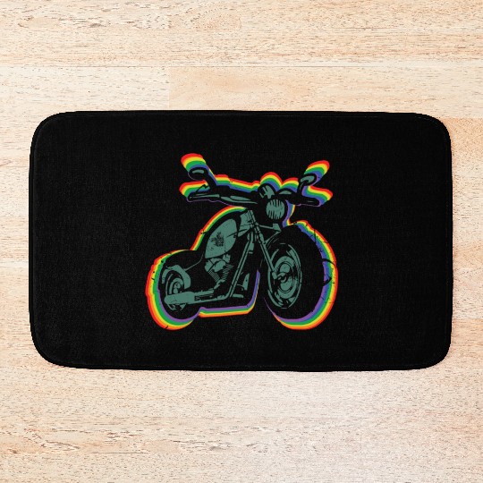 Motorcycle Ride Gay LGBTQ Rainbow LGBT Pride Month Bath Mats