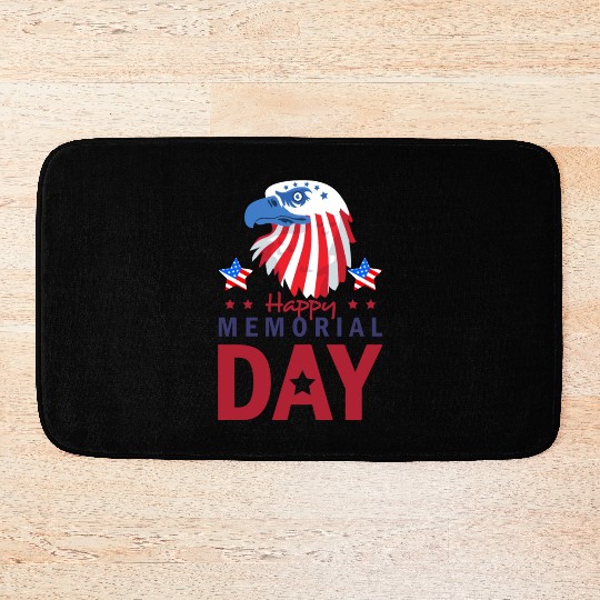 Happy Memorial Day Veterans Brave US Eagle Stars Bath Mats