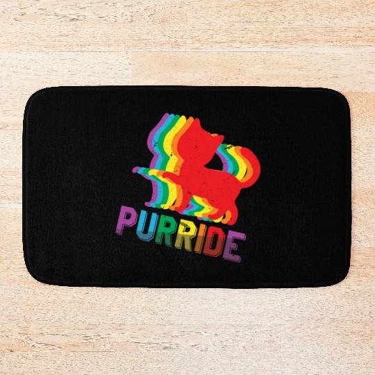 Cute Cat Gay LGBTQ Rainbow LGBT Pride Month Bath Mats