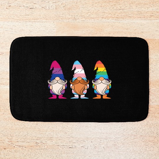 Cute Gnomes Elf LGBTQ Rainbow LGBT Pride Month Bath Mats