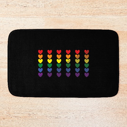 Colorful Hearts Gay LGBTQ Rainbow LGBT Pride Month Bath Mats