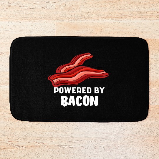 Funny Saying Powered By Bacon Pig Farmer Humorous Bath Mats