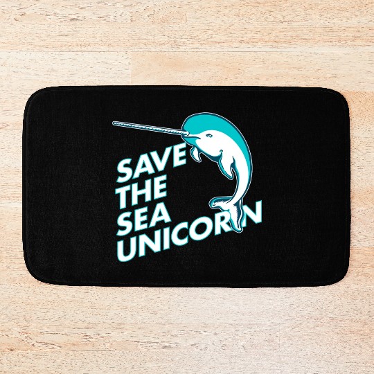 Funny Save the Sea Unicorn Narwhal Bath Mats