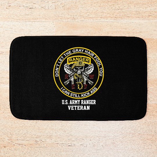 Funny Retired US Army Ranger Veteran USA Military Bath Mats