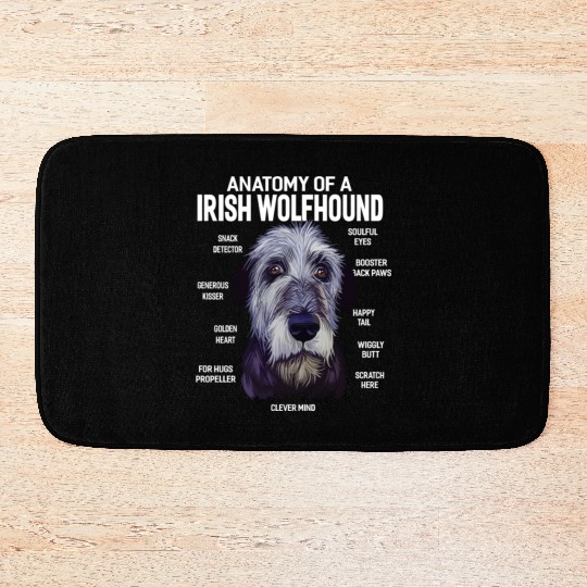 Anatomy of a Irish Wolfhound Dog Funny Gift Bath Mats