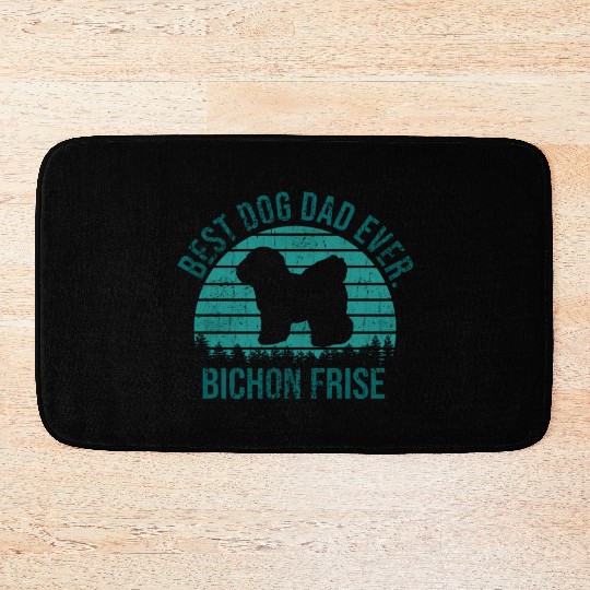 Best Dog Dad Ever Bichon Frise Dog Gift for Men Bath Mats