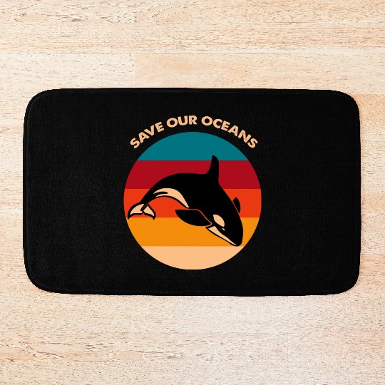 Save Our Oceans Wildlife Orca Whale Climate Change Bath Mats