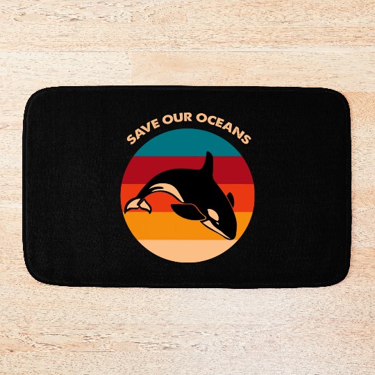 Save Our Oceans Wildlife Orca Whale Climate Change Bath Mats