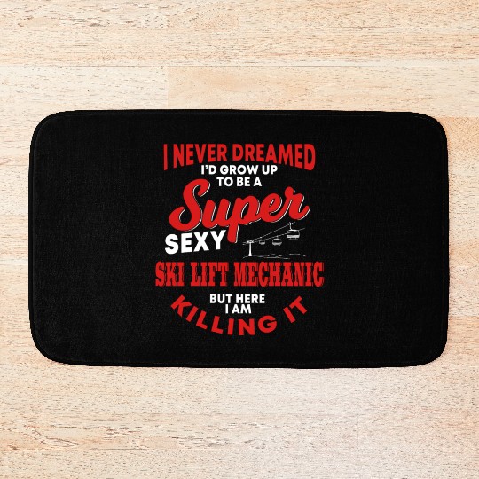 Funny Ski Lift Mechanic Costume Bath Mats