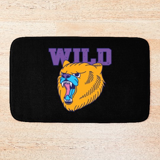 The fierce wild bear old school style Bath Mats