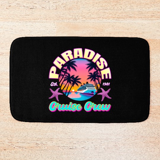 Paradise Cruise Crew-80's Miami Cruise Ship Design Bath Mats