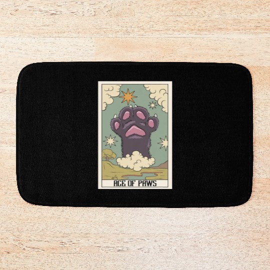Ace of Paws Tarot Card Reader Cat Paw Occult Tarot Bath Mats