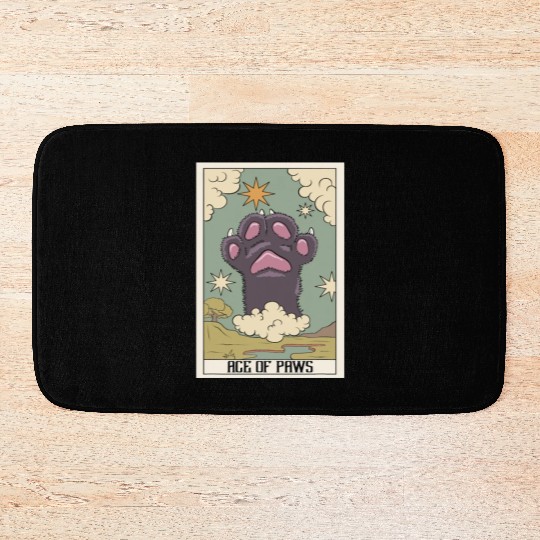 Ace of Paws Tarot Card Reader Cat Paw Occult Tarot Bath Mats