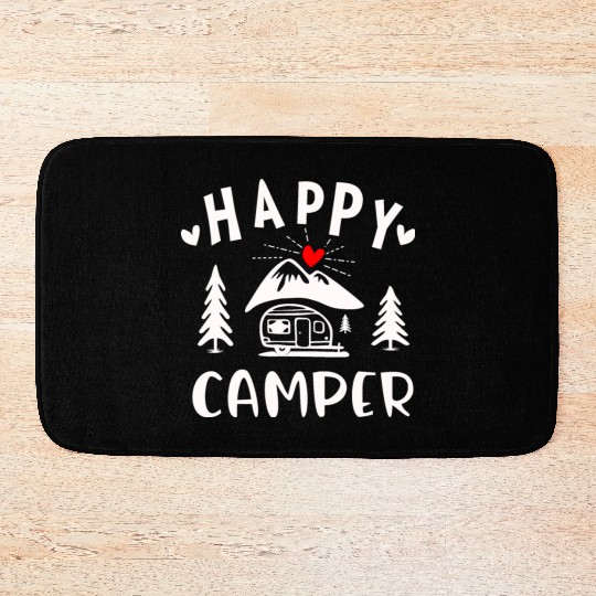 Happy Camper, Camping Bath Mats For Women Men Kids