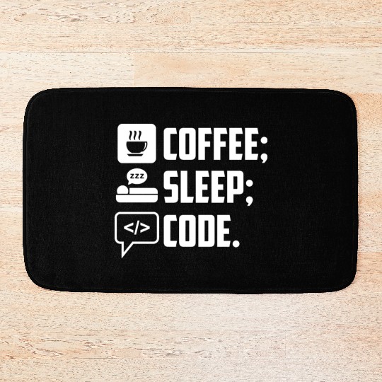 Coffee Sleep Code Loop funny programmer lifestyle Bath Mats