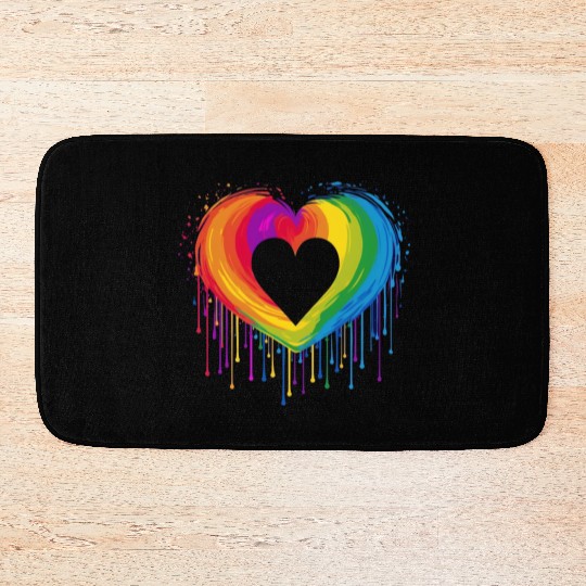 United Love: LGBT Rainbow Heart, Supporting All Bath Mats