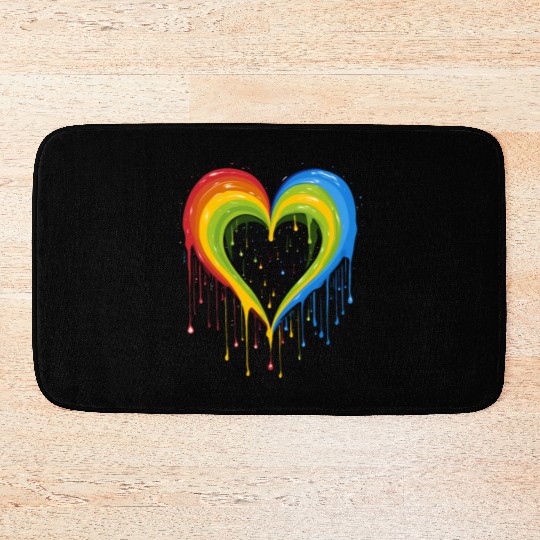 Love is Universal: LGBTQ+ Rainbow Heart, Bath Mats