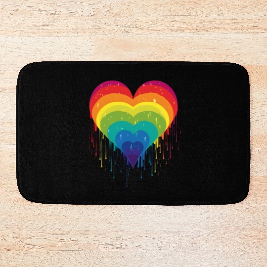Queer & Loving It: LGBT Rainbow Heart, Supporting Bath Mats