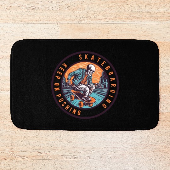 Skull Skeleton Skateboard Skater Bath Mats