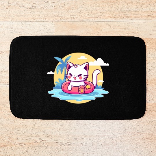Beachside Kitty - Cat Vacation Bath Mats