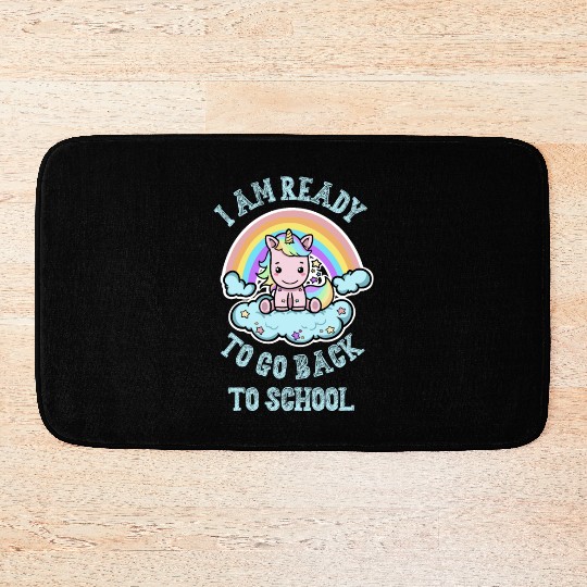 Ready to Go Back to School Kawaii Unicorn Rainbow Bath Mats