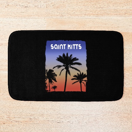 Saint Kitts Sunset Vacation Souvenir Palm Tree Bath Mats