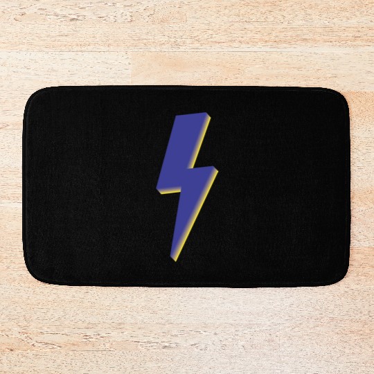 Lightning Bolt Blue 3D Bath Mats